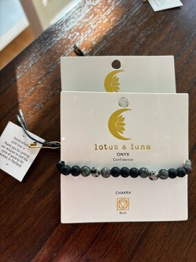 Lotus & Luna Onyx and Stone Beaded Bracelet in Black and Gray